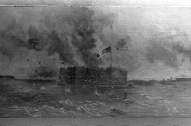 Artillery fires on the Star of the West from Morris Island