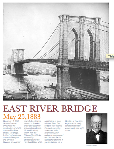 Octave Chanute Creates East River Bridge (Brooklyn Bridge)
