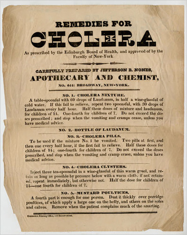 Cholera epidemic begins in New York