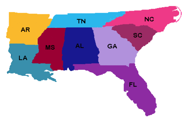 Eight Former confederate states re-admitted to the union