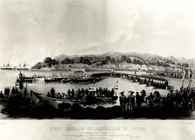 Matthew C Perry's fleet opens japan-american trade routes