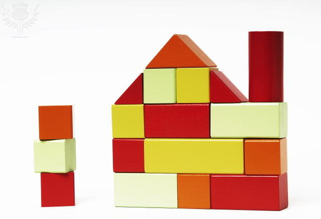 Dad played with wooden blocks