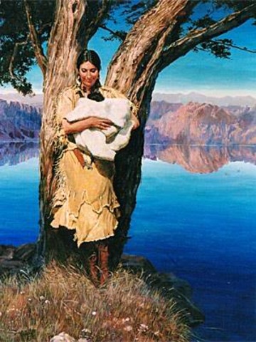 Sacagawea gives birth