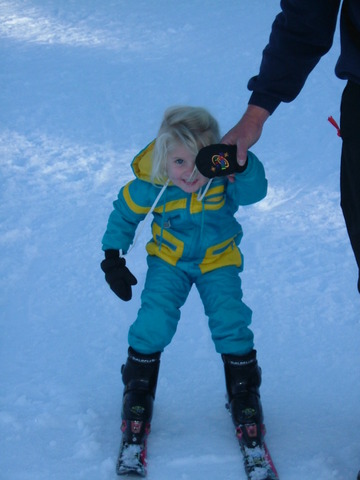 Me learning to ski and now i love to ski