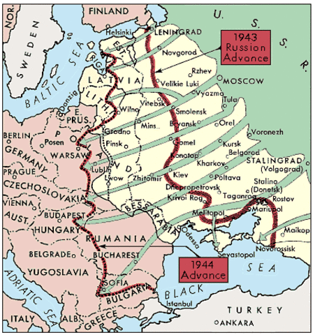 The Soviet Union advances toward Germany