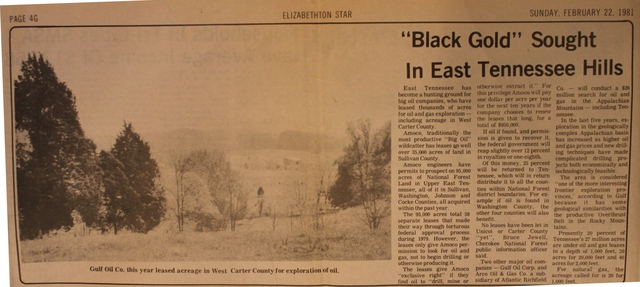 Gulf Oil drills for oil in Carter County