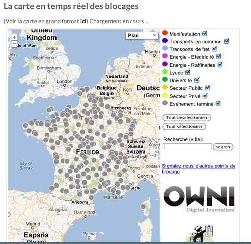 Médiapart Retraites: la carte dynamique des blocages