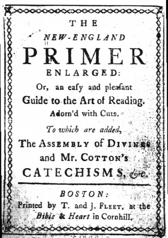 First printing of New England Primer in Boston