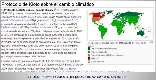 Protocolo de Kioto: 191 países entran en vigencia.