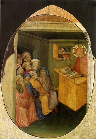 Augustine writes the first three books of the De Doctrina Christiana, a theory of rhetoric that builds upon Christian principles of revelation, charity, and community.