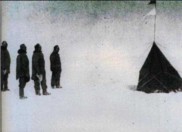 A British trip to the South Pole was led by scott. He got there 2nd