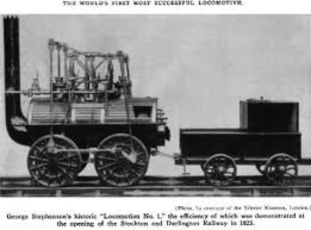 George Stephenson begins rail service between Liverpool and London.