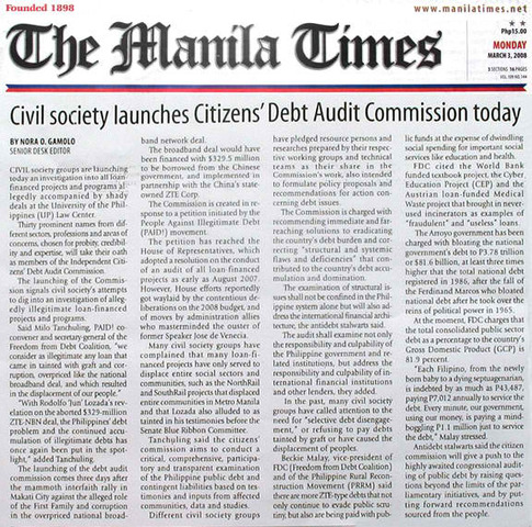 Media report the sale of The Manila Times to lawyer Katrina Legarda and businessman Reghis Romero III for P20 million.