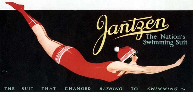 Jantzen develops it's first 'lighter weight' bathing suit 1916 - First annual Bathing Suit Day launches at   Madison Square Garden in NY