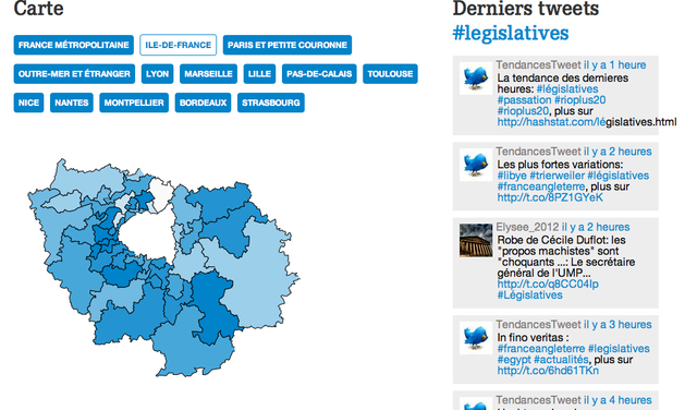 AFP avec journalism ++ Législatives carte des débats sur Twitter