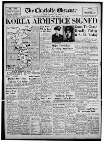 Armistice announced in Korea (VUS.13b)
