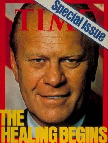 Gerald R. Ford is sworn in as the thirty-eighth President of the United States,