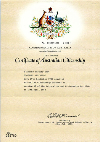 First Aussie ctizen legislation passed
