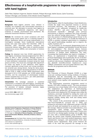 Effectivenes of a hospital-wide programme to improve compliance with hand hygiene