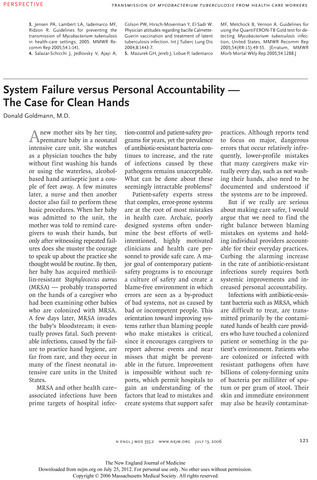 System Failure versus Personal Accountability - The Case for Clean Hands