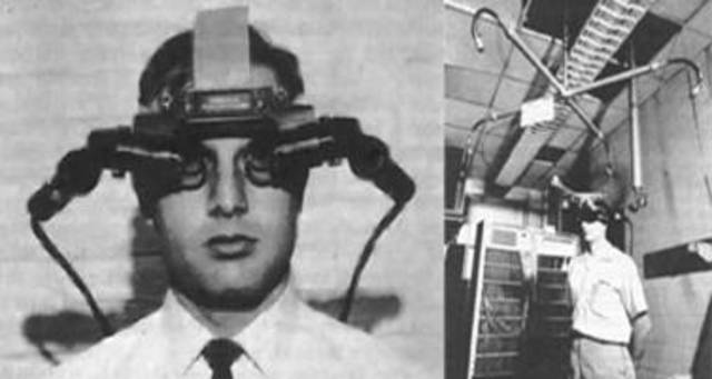 Sutherland no MIT inventou o primeiro computador controlado, head-mounted display (HMD).