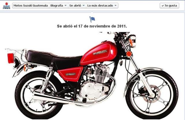 Inicio de Fan Page Motos Suzuki Guatemala