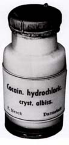 Freud researches the medicinal effects of cocaine.