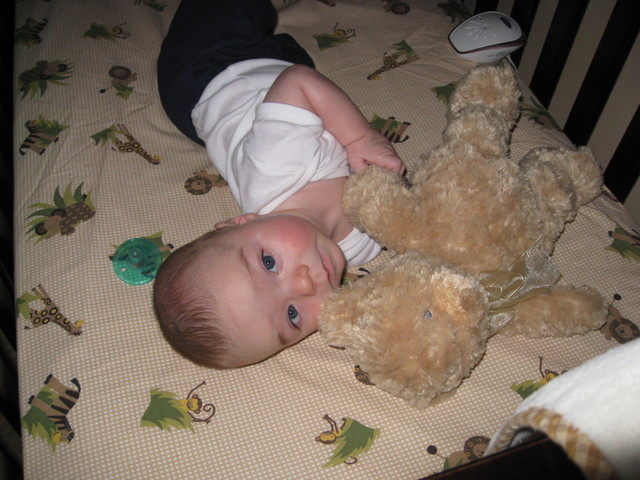 Logan loves his bear!