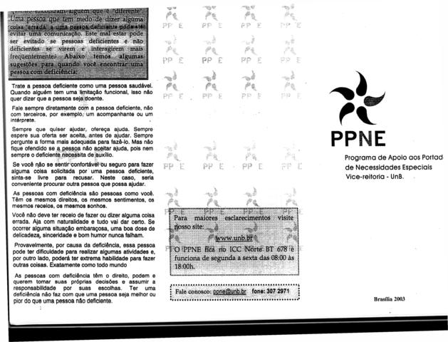 •	FOLDER DE DIVULGAÇÃO DO PPNE. - UNB