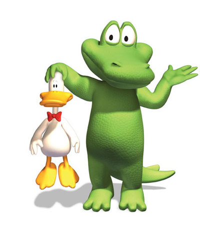 Little duck and alligator become friends