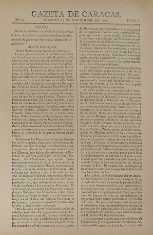 Nace La “Gazeta de Caracas”