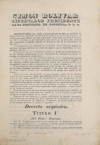 1828. DECRETO ORGANICO DE LA DICTADURA