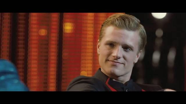 Peeta helps Katniss when he says he was in love with her