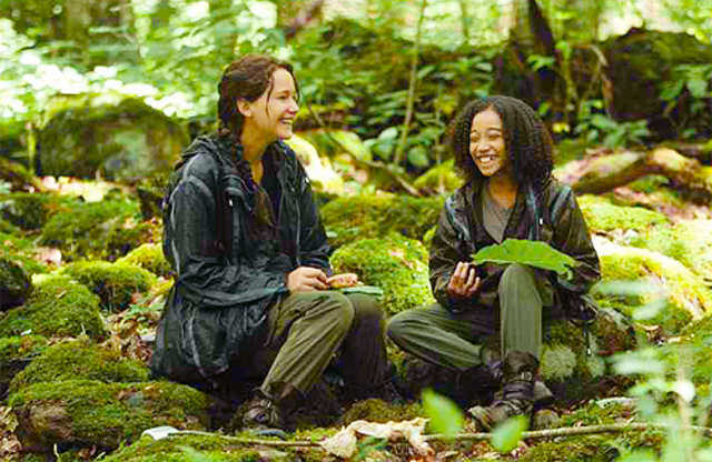 Rue helps Katniss with the tracker jacker nest