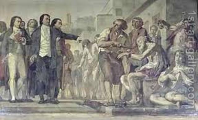 The first mental patients were released from confinement in a movement led by Phillipe Pinel.