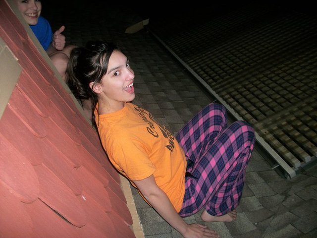 First time sneaking out on to the roof with katie and Bianca