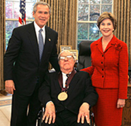 He won the National Medal of Arts. (Cindy)(Rebecca: Picture) http://www.teenreads.com/authors/ray-bradbury (Picture:) http://www.nea.gov/news/news04/medals/bradbury.html