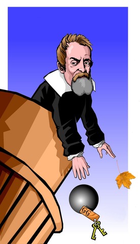Galileo conducts the gravity experiment