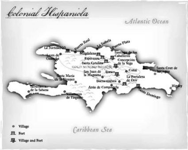 Colombus introduces sugar plants to Hispaniola,1493