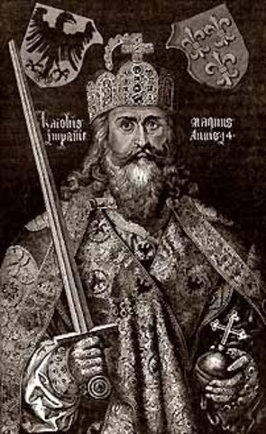 Charlemagne is crowned Holy Roman Emporer by Pope Leo III