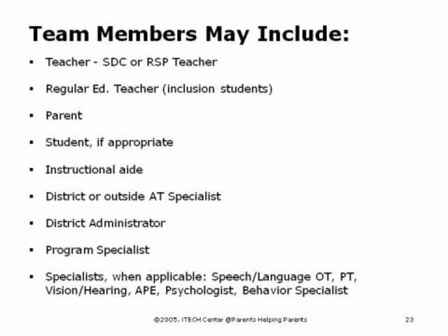 Step Three: The Individualized Education Program Team