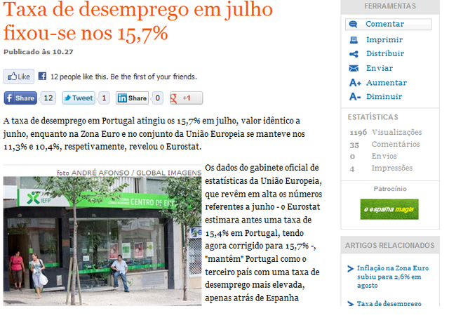 Taxa de desemprego nos 15,7 por cento em Julho|Unemployment rate at 15.7% in July