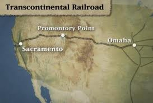 Transcontinental railroad is completed.