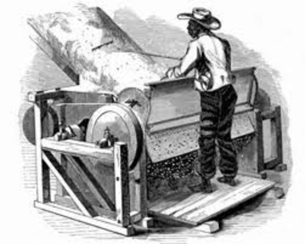 Eli Whitney invents the cotton gin.