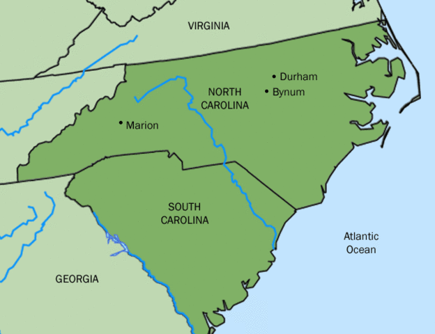 North Carolina separates from South Carolina