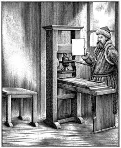Johannes Gutenberg invents the printing press.