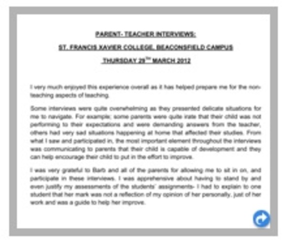 5- Reflections of Parent Teacher Interviews