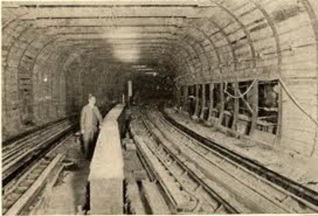 The first subway train in New York City