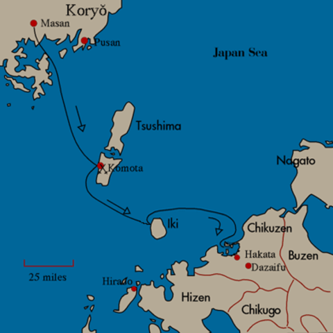 Japanese defeat Mongols in Japan with the help of a typhoon