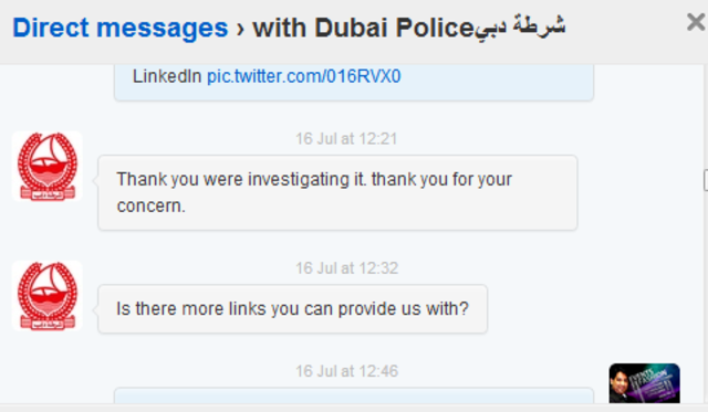 Contacted Dubai Police